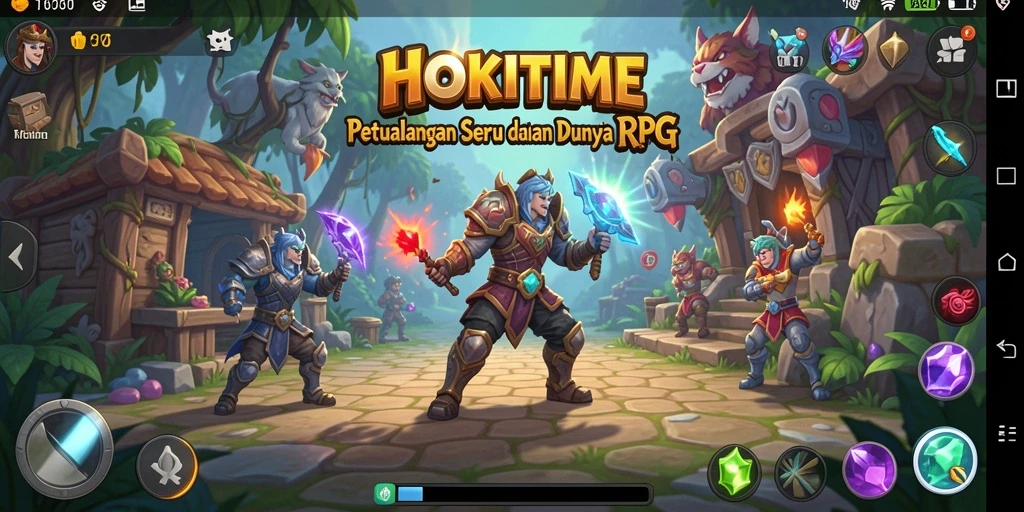 Tampilan screenshot HOKITIME yang menampilkan aksi pertempuran RPG yang seru.