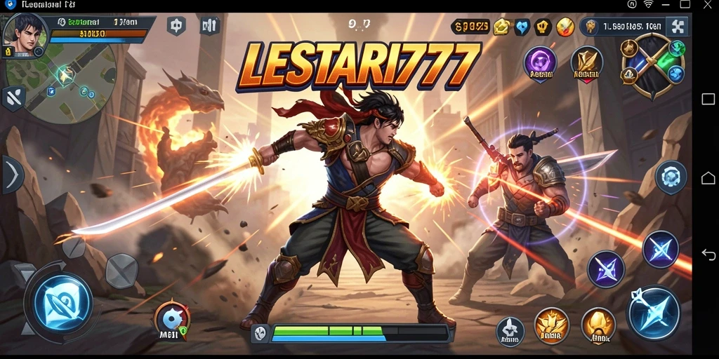 Screenshot LESTARI777 menampilkan pertarungan epik antara karakter dengan jurus memukau.