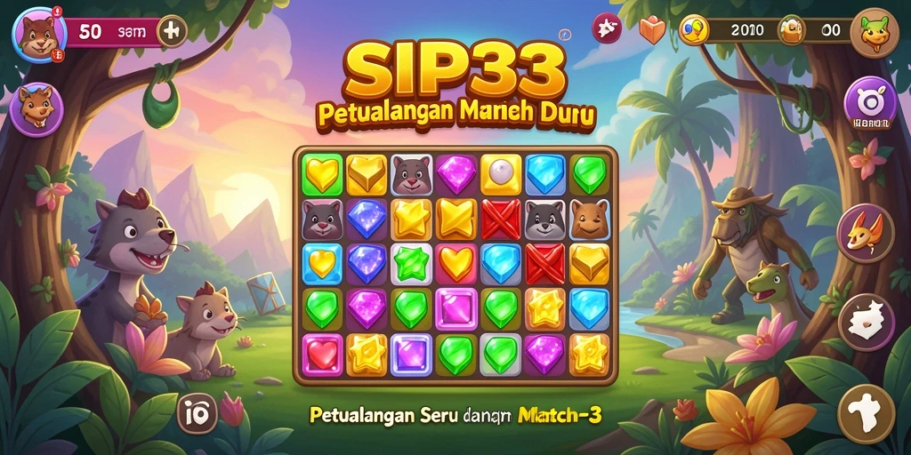 Tangkapan layar SIP33 menampilkan momen gameplay Match-3 yang seru dan penuh warna.