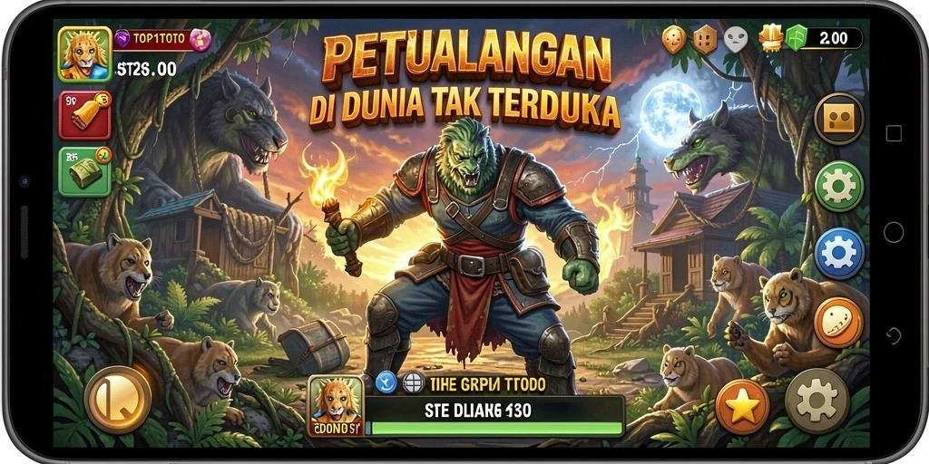 Screenshot gameplay menunjukkan karakter menjelajahi dunia petualangan.